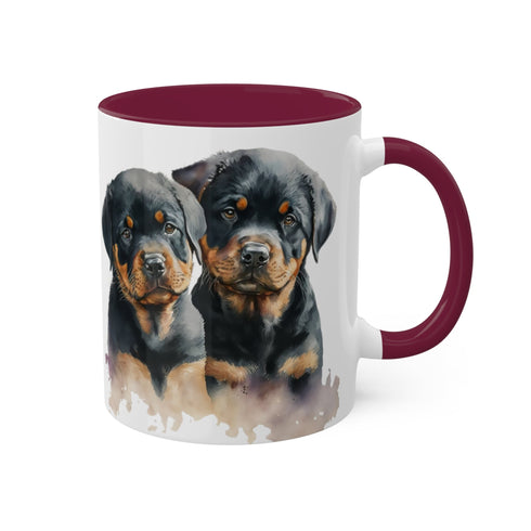 Rottweiler Pupies - Color Accent Mugs, 11oz